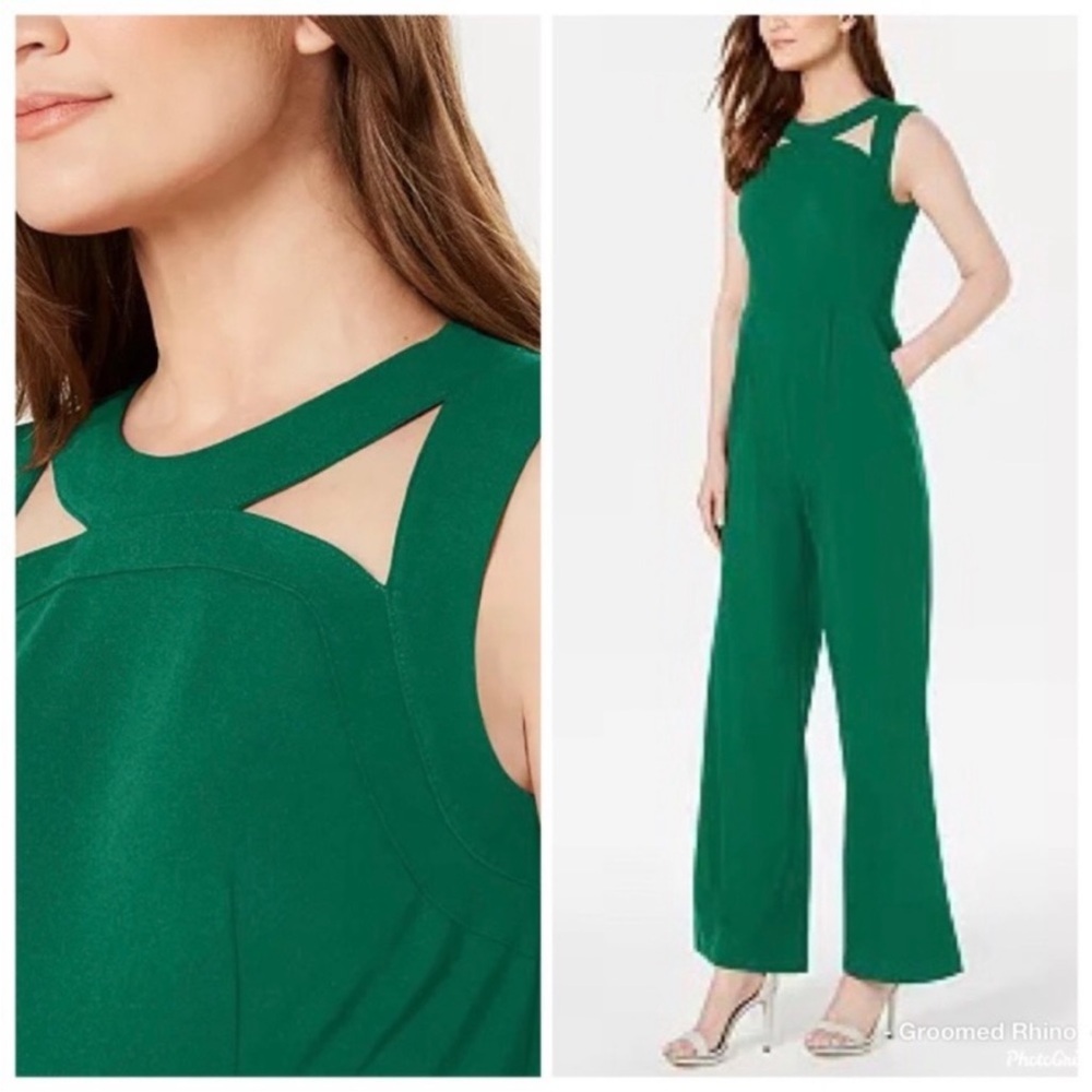 Calvin Klein Green Sleeveless Jumpsuit Romper with cutouts – Size 12